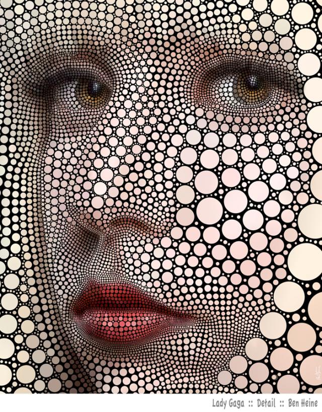 Lady Gaga - Detail Head by Ben Heine