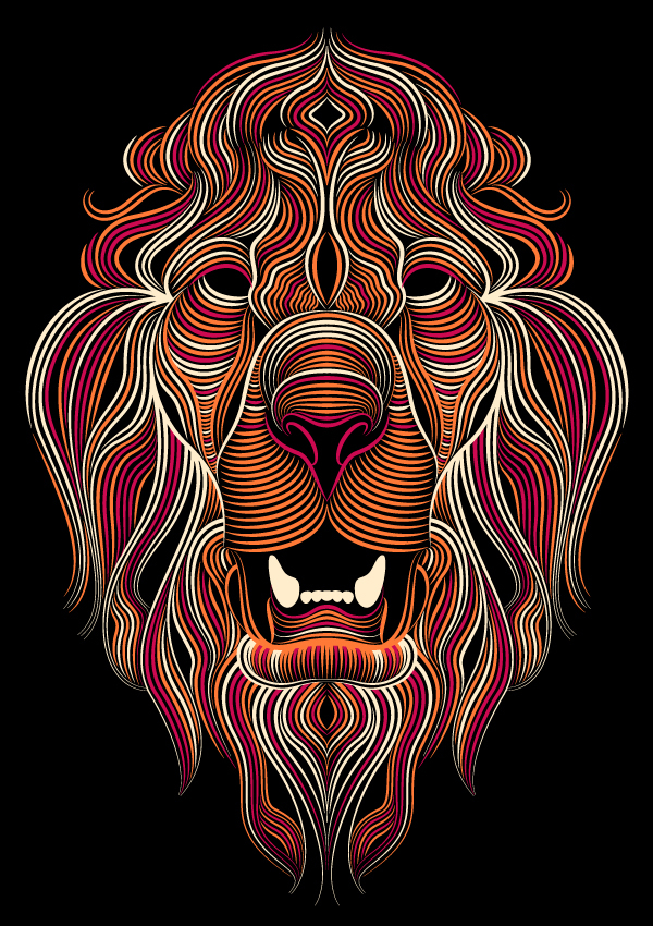 Creative Cloud Illustrator Lion (colored) by Patrick Seymour