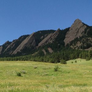 "The view I love so well: The Flatirons from the Chautauqua Meadow, June 25, 2013. Hubley Archives."