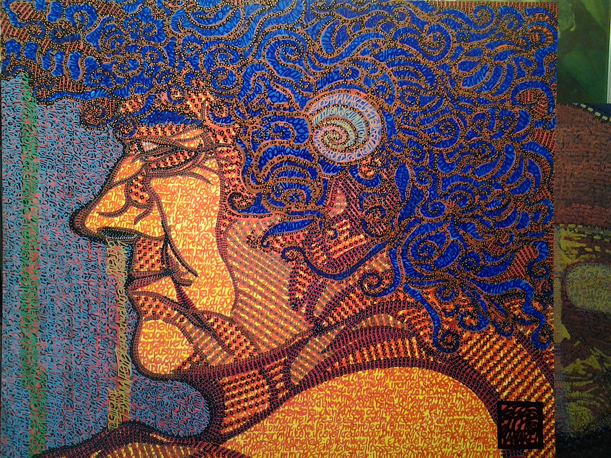 Tribute to self-portrait in a parody of Buonarroti by Gios Manakel